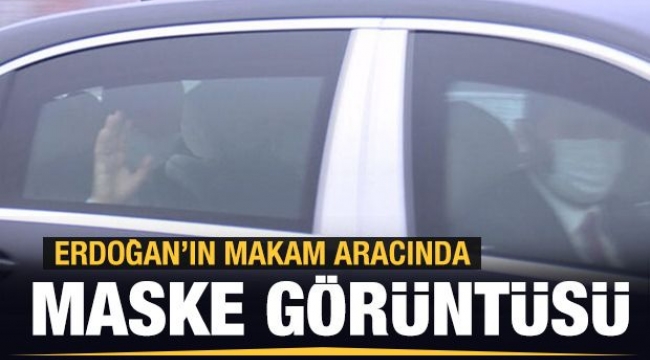 Erdoğan'ın makam aracında maske detayı