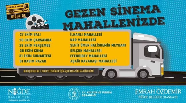 Niğde Belediyesi'nden 'Mobil Sinema' hizmeti