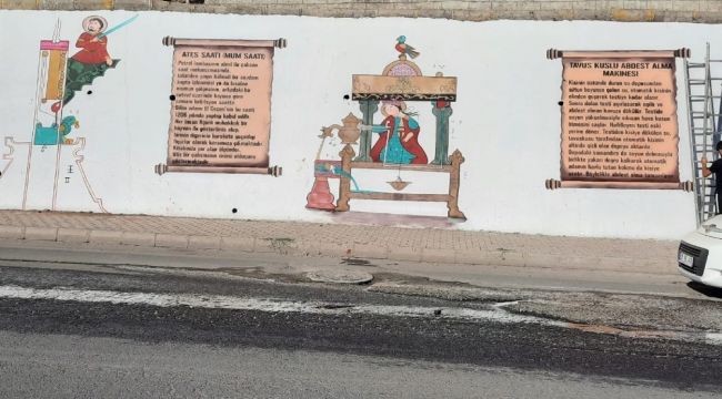 Sur'da trafo binaları ve duvarlar tarihi motiflerle süslendi
