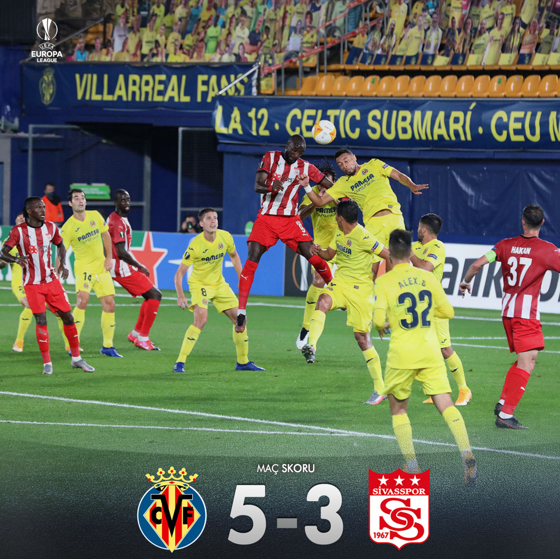 UEFA Avrupa Ligi: Villarreal: 5 - Sivasspor: 3