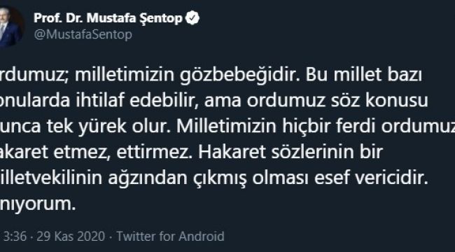 "Bir milletvekilinin ağzından çıkması esef vericidir"
