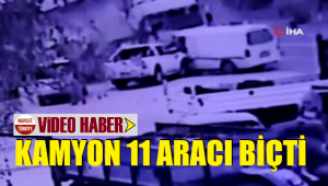 İşte kaza anı! Kamyon 11 aracı biçti