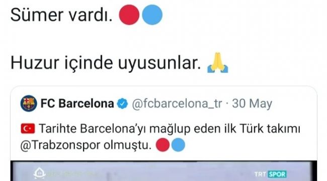 Barcelona, Özkan Sümer için başsağlığı mesajı yayımladı