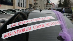 Boşanma davasına 'gelin arabası' ile geldi!