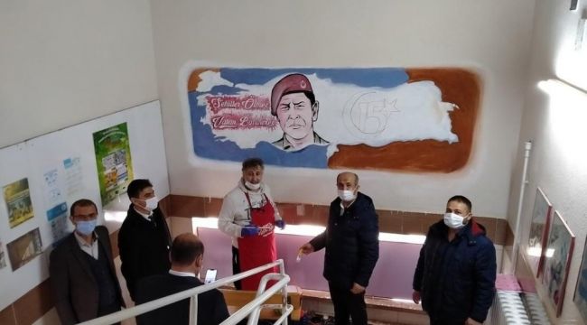 Konya'da ilkokulların duvarları çizimlerle süsleniyor