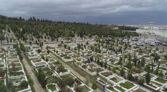 Manisa'da mezarlıklara 50 bin çiçek dikildi