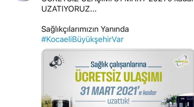 Sağlık çalışanlarının ücretsiz ulaşım hizmeti tarihi uzatıldı