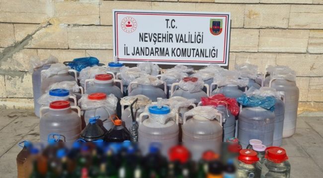 Ürgüp'te 1 ton 739 litre kaçak içki ele geçirildi