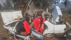 Ağaca çarptı, bölündü: 2 ölü, 3 yaralı