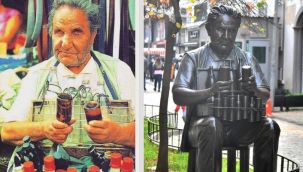 Kemeraltı'na 'Benzinci Kör Hafız'ın heykeli dikildi