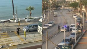 Kuşadası'nda ilginç olay! Halatla yol kesti, kimseyi geçirmedi