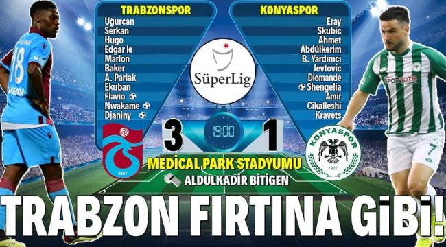 Trabzonspor: 3 - Konyaspor: 1
