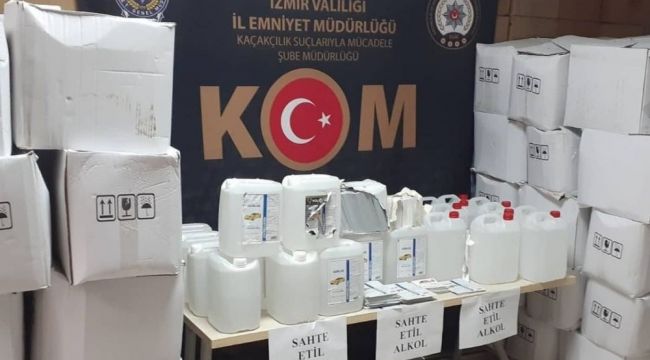 İzmir'de 33 bin litreden fazla sahte etil alkol ele geçirildi