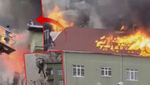 Komşusunu ölümden vinciyle kurtardı