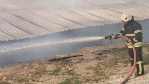 Kuşadası'nda inşaat konteynerleri alev alev yandı