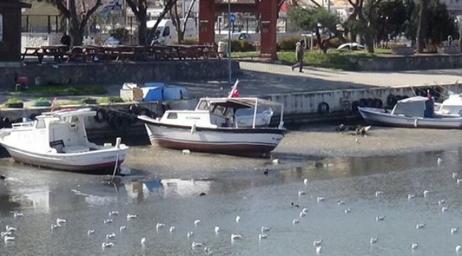 Sular çekildi, tekneler karaya oturdu!