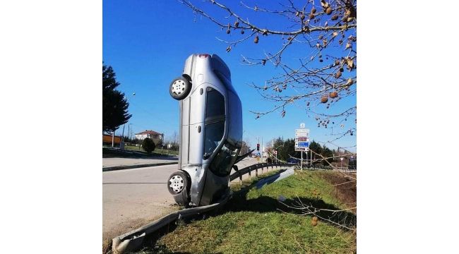 Takla atan otomobil dik durdu