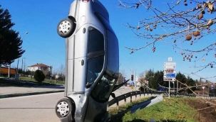 Takla atan otomobil dik durdu