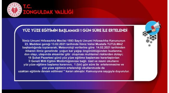 Yüz yüze eğitim kar engeline takıldı