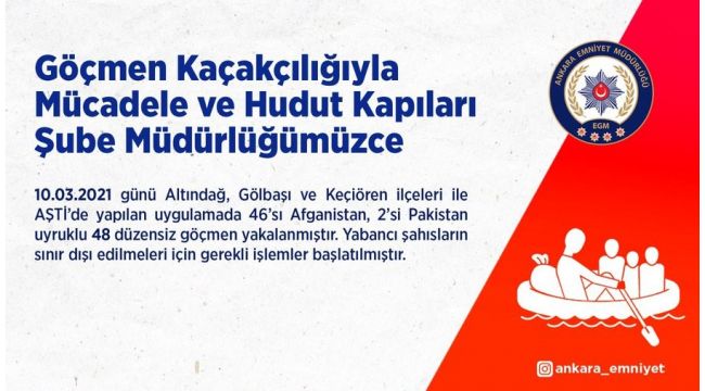 Ankara'da 48 düzensiz göçmen yakalandı