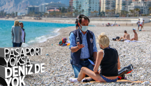 Denize giren turistlerin pasaportu kontrol edildi