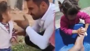 Küçük kızı tokatladı, ayağını yıkattı, sigara içirdi