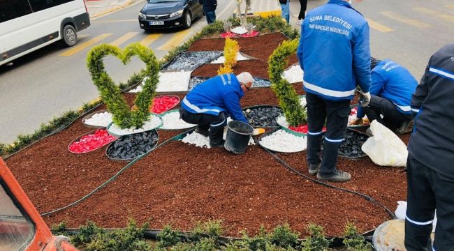 Soma'da yeşil alanlar ve caddeler yenileniyor