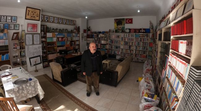 Tutkusu sayesinde 12 bin kitaplık kütüphane kurdu
