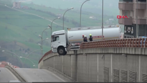 El freni çekilmeyen tanker asılı kaldı