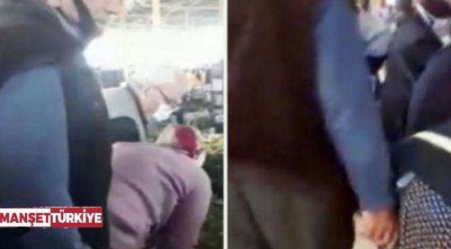 Elinde bastonu, semt pazarında önüne geleni taciz etti