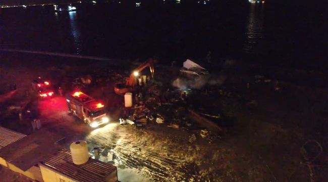 Kıyıya oturan gemide bu sefer de yangın çıktı