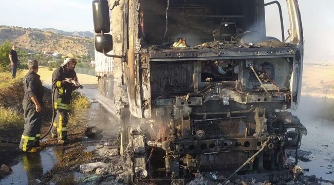 Adıyaman'da yanan tır alev topuna döndü