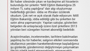 Bakan Selçuk: "Milli Eğitim Bakanlığı bu şirketten bir satın alma yapmamıştır"
