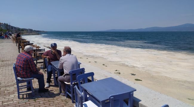 Bursa'da müsilaj manzaralı sahil keyfi