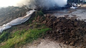 Depoda çıkan yangında 700 saman balyası kül oldu