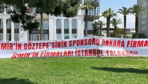 Göztepe, işadamlarına isyan pankartı astı