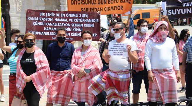 Hamamcılardan peştamal ve sabunlu eylem