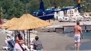 Marmaris'te plaja helikopter indi