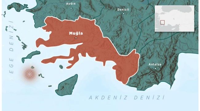 Muğla açıklarında 4.1 büyüklüğünde deprem