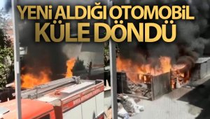 Yeni aldığı otomobil küle döndü
