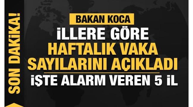 Bakan Koca, illere göre haftalık vaka sayısı haritasını paylaştı