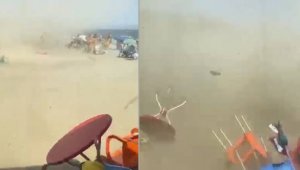 Hortumun içinde kaldığı anları kameraya çekti