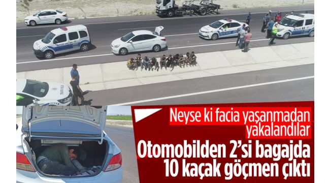 Konya'da otomobilde 10 kaçak göçmen yakalandı