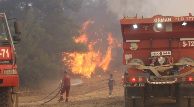 Manavgat orman yangınında alevler metrelerce yükseliyor