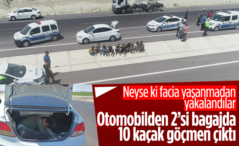 Polisten kaçan otomobilin bagajından çıktılar
