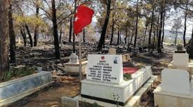 Şehidin mezarına yangın bile zarar veremedi