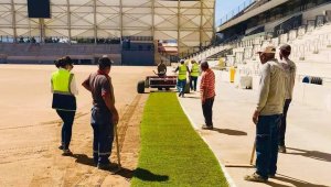 Alsancak Stadı'nda çimler seriliyor