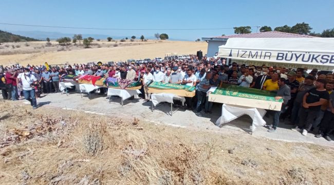 İzmir'de uçuruma yuvarlanan minibüste ölen 6 kişi son yolculuğuna uğurlandı