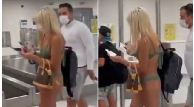 Havaalanında bikinili kadın şaşırttı