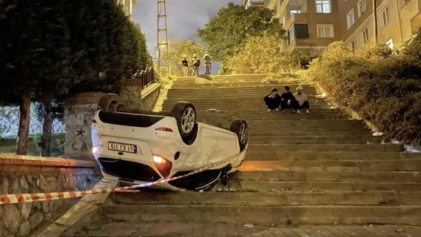 Navigasyona uyunca aracıyla takla attı